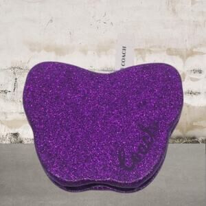 Coach NWT Purple Glitter Butterfly Compact Mirror